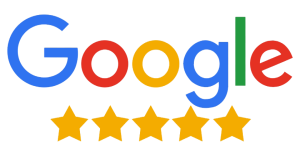 Google Logo mit 5 Sterne Bewertung