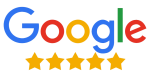 Google Logo mit 5 Sterne Bewertung